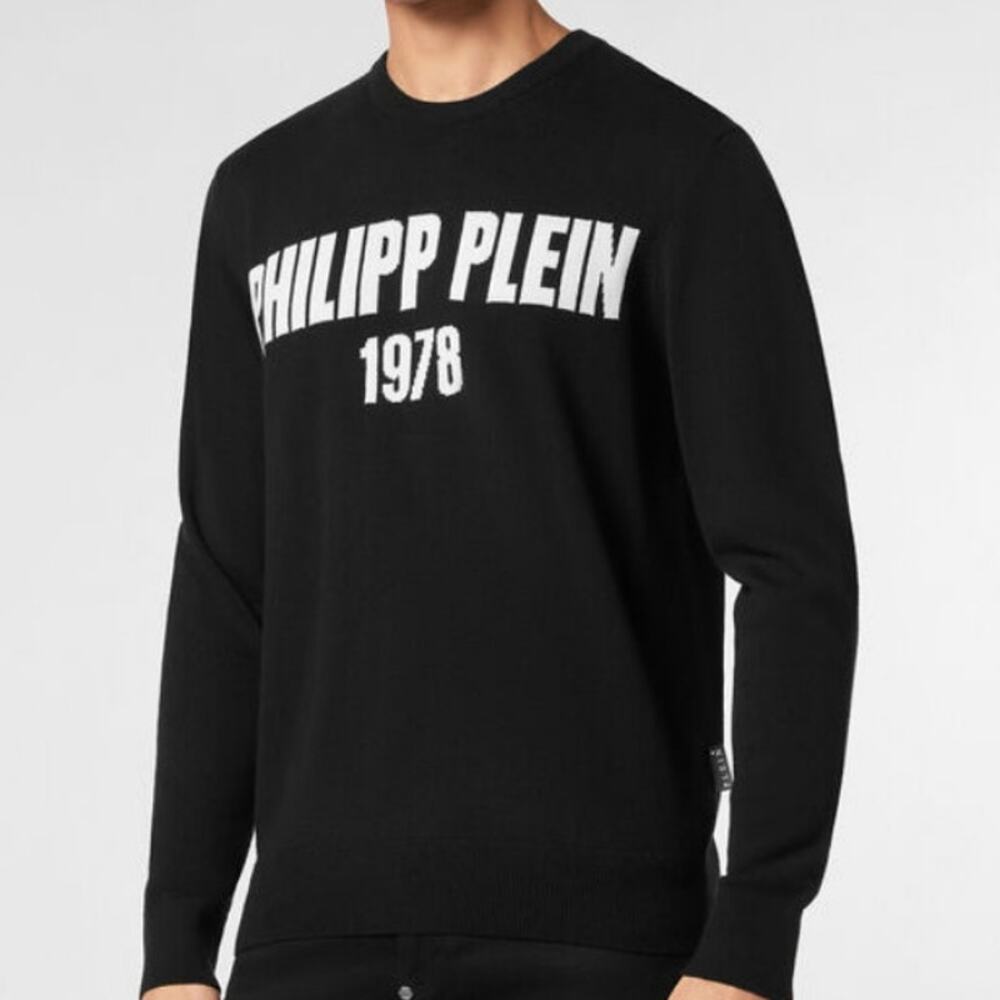 Philipp Plein 1978 Black Round Neck Pullover Sweater  XXL